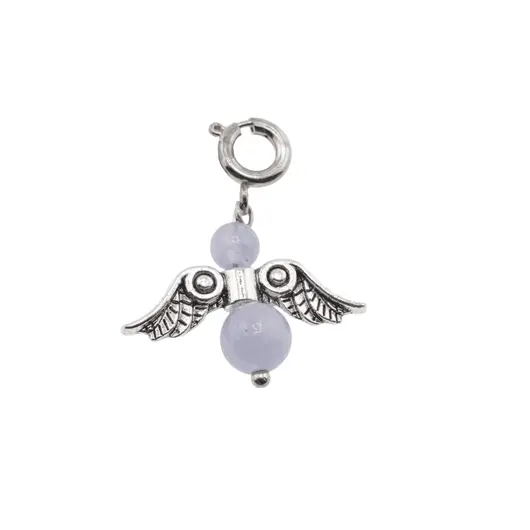 Breloc Ingeras cu pietre semipretioase Angelit, 4-6mm
