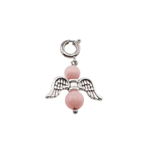 Breloc Ingeras cu pietre semipretioase Coral roz, 4-6mm