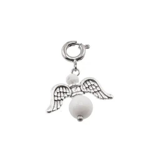 Breloc Ingeras cu pietre semipretioase Howlit, 4-6mm
