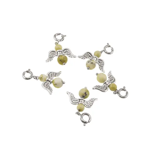 Breloc Ingeras cu pietre semipretioase Jad galben, 4-6mm, imagine 2