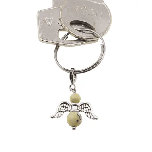 Breloc Ingeras cu pietre semipretioase Jad galben, 4-6mm, imagine 4