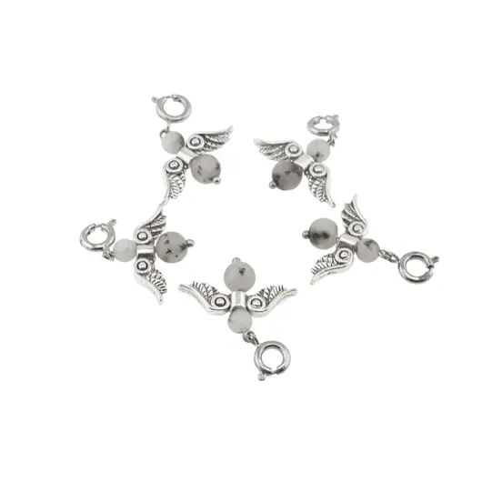 Breloc Ingeras cu pietre semipretioase Jasp kiwi, 4-6mm, imagine 2