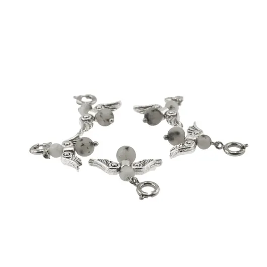 Breloc Ingeras cu pietre semipretioase Jasp kiwi, 4-6mm, imagine 3