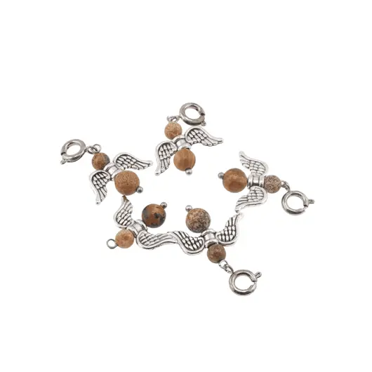 Breloc Ingeras cu pietre semipretioase Jasp Peisaj, 4-6mm, imagine 2