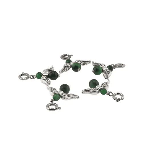 Breloc Ingeras cu pietre semipretioase Ochi de tigru verde, 4-6mm, imagine 3