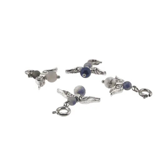 Breloc Ingeras cu pietre semipretioase Sodalit, 4-6mm, imagine 3