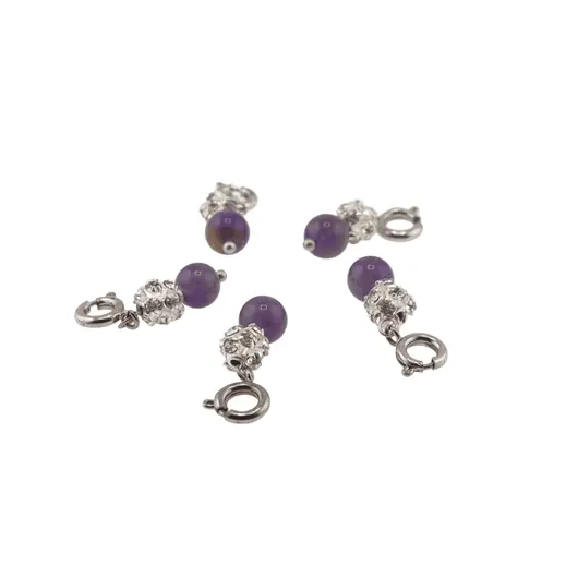 Breloc piatra semipretioasa Ametist si sfera cu Zirconiu, 6mm, imagine 3