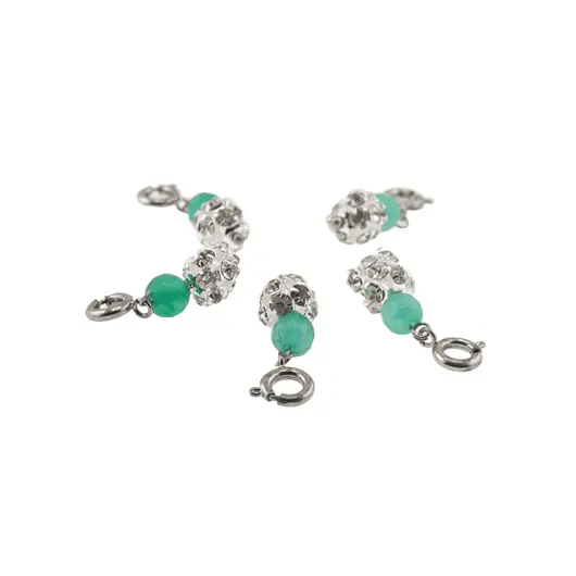 Breloc piatra semipretioasa Aventurin fatetat si sfera cu Zirconiu, 6-8mm, imagine 3