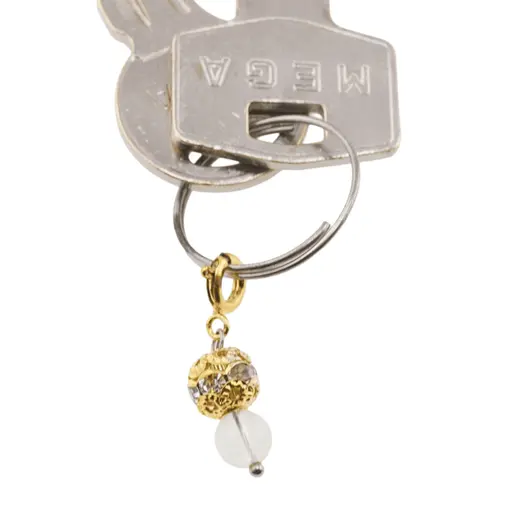 Breloc piatra semipretioasa Cristal de stanca si sfera cu Zirconiu, 6-8mm, imagine 4