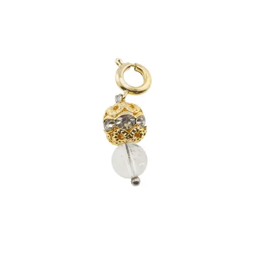 Breloc piatra semipretioasa Cristal de stanca si sfera cu Zirconiu, 6-8mm