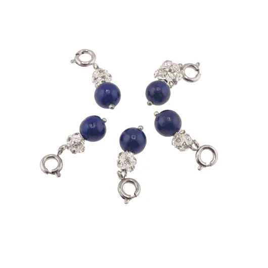 Breloc piatra semipretioasa Lapis lazuli si sfera cu Zirconiu, 6-8mm, imagine 2