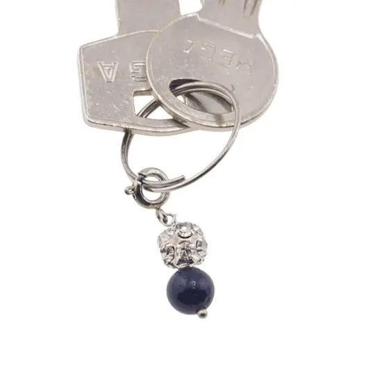 Breloc piatra semipretioasa Lapis lazuli si sfera cu Zirconiu, 6-8mm, imagine 4