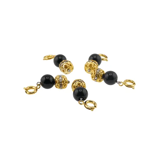 Breloc piatra semipretioasa Obsidian negru si sfera cu Zirconiu, 8mm, imagine 3