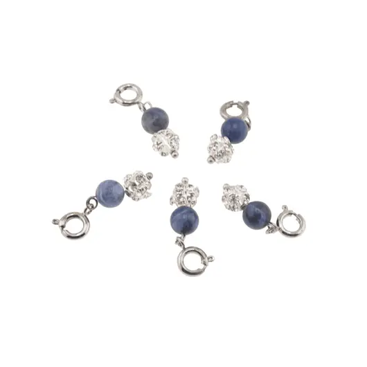Breloc piatra semipretioasa Sodalit A+ si sfera cu Zirconiu, 6mm, imagine 2