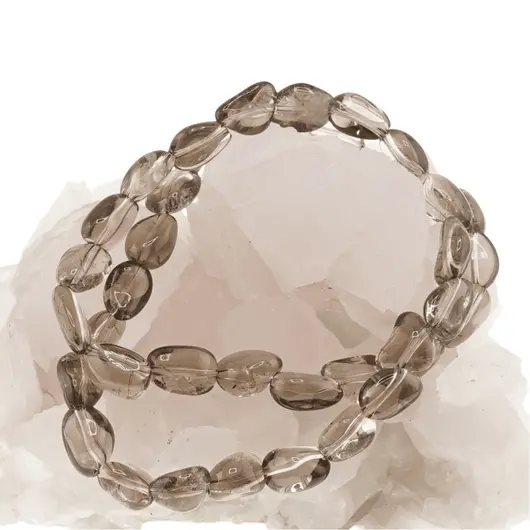 Colier cristale naturale Cuart fumuriu oval neregulat, 12-15mm, imagine 2