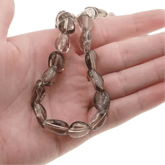 Colier cristale naturale Cuart fumuriu oval neregulat, 12-15mm, imagine 5