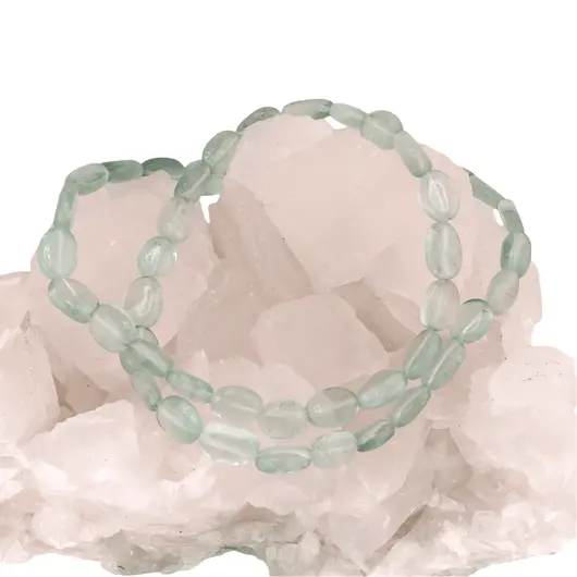 Colier cristale naturale Fluorit verde oval neregulat, 8-11mm, imagine 3