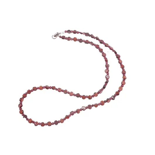 Colier cristale naturale Granat banuti 4mm si discuri fatetate 3mm