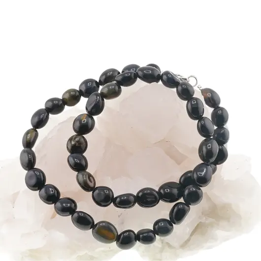 Colier cristale naturale Ochi de soim oval neregulat, 8-14mm, imagine 2