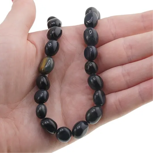 Colier cristale naturale Ochi de soim oval neregulat, 8-14mm, imagine 5