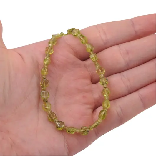 Colier cristale naturale Peridot banuti 5mm si discuri fatetate 3mm, imagine 5