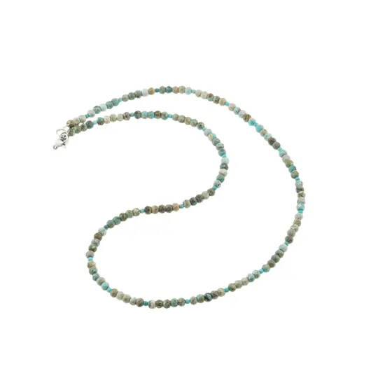 Colier Turcoaz natural discuri fatetate 4mm si sfere 2mm