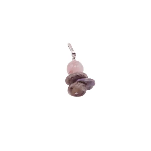 Pandantiv Kunzit sfera 8mm si Charoit turtit 8-11mm cu Argint 925