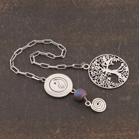 Semn de carte Copacul Vietii, Ying Yang, Cuart Titan Aura sfera 10mm, imagine 2