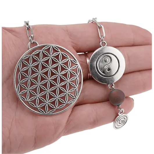 Semn de carte Floarea Vietii, Ying Yang, Cuart Titan Aura sfera 10mm, imagine 4