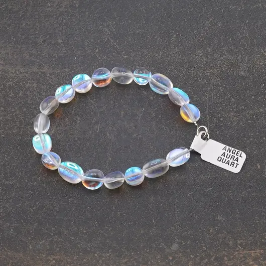Bratara cu pietre semipretioase Angel Aura Cuart oval neregulat, 8-12mm, imagine 2