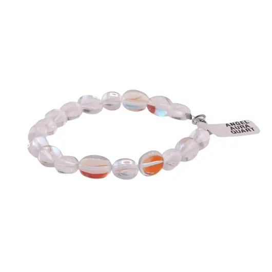 Bratara cu pietre semipretioase Angel Aura Cuart oval neregulat, 8-12mm, imagine 3