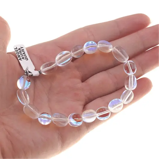 Bratara cu pietre semipretioase Angel Aura Cuart oval neregulat, 8-12mm, imagine 5