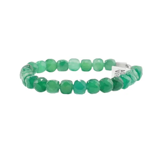 Bratara din cristale naturale Agat verde cuburi fatetate, 7mm, imagine 2