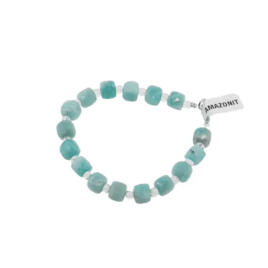 Bratara din cristale naturale Amazonit cuburi fatetate, 8mm