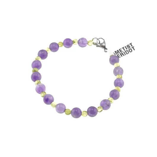 Bratara din cristale naturale Ametist si Peridot sfere, 4-6mm