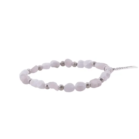 Bratara din cristale naturale Calcedonie si Kunzit neuniform, 6-10mm, imagine 2