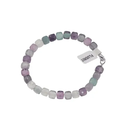 Bratara din cristale naturale Fluorit cuburi fatetate, 6mm
