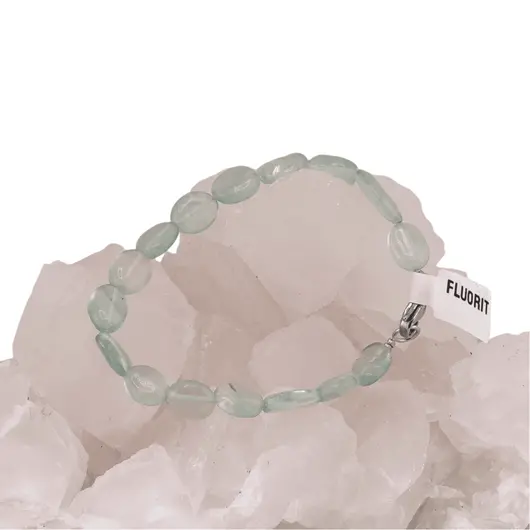 Bratara din cristale naturale Fluorit verde oval neregulat, 8-11mm, imagine 4