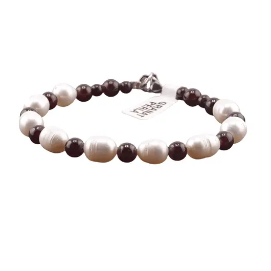 Bratara din cristale naturale Granat si Perle de cultura, 4-10mm, imagine 2