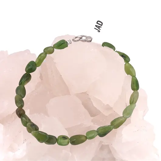 Bratara din cristale naturale Jad verde neuniform 6-8mm, imagine 3