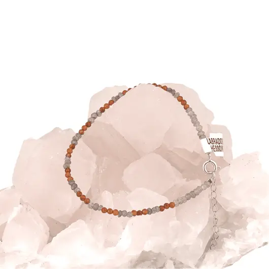 Bratara din cristale naturale Labradorit si Hessonit discuri fatetate cu Argint 925, 2-3mm, imagine 3
