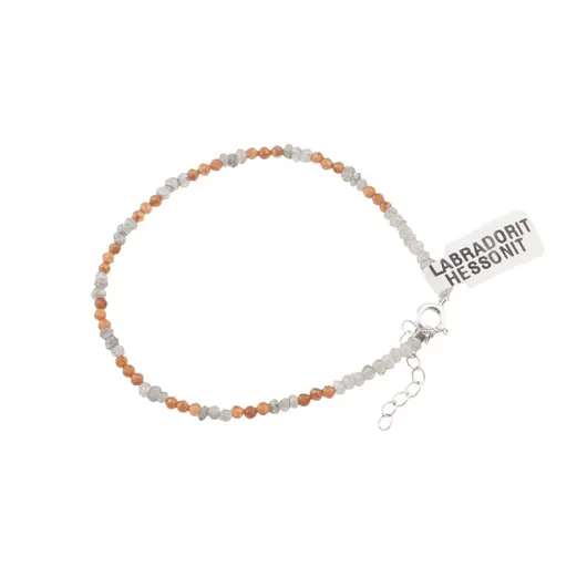 Bratara din cristale naturale Labradorit si Hessonit discuri fatetate cu Argint 925, 2-3mm