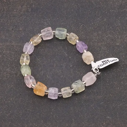 Bratara din cristale naturale Mix cuarturi cuburi fatetate 8-10mm, imagine 2