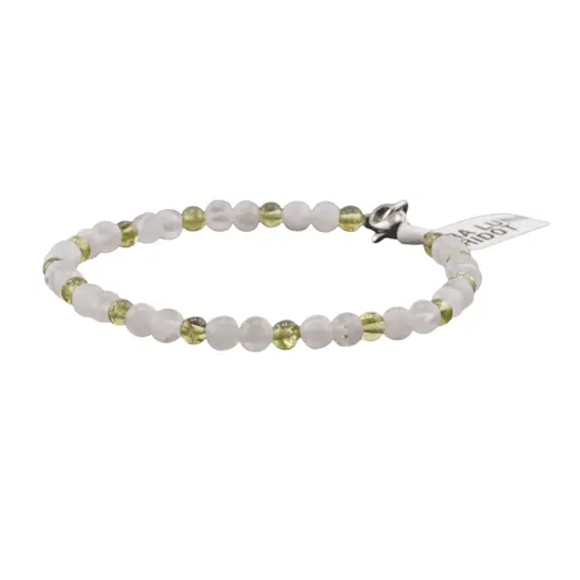 Bratara din cristale naturale Piatra lunii si Peridot sfere, 4-5mm, imagine 2