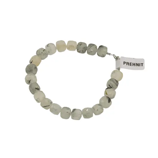 Bratara din cristale naturale Prehnit cuburi fatetate, 8mm