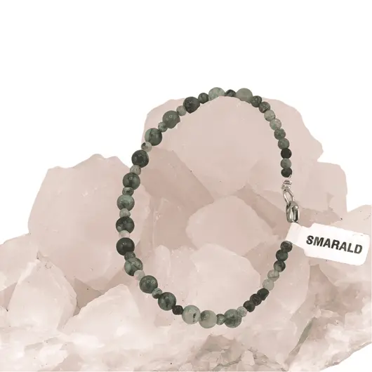 Bratara din cristale naturale Smarald sfere, 3-5mm, imagine 3