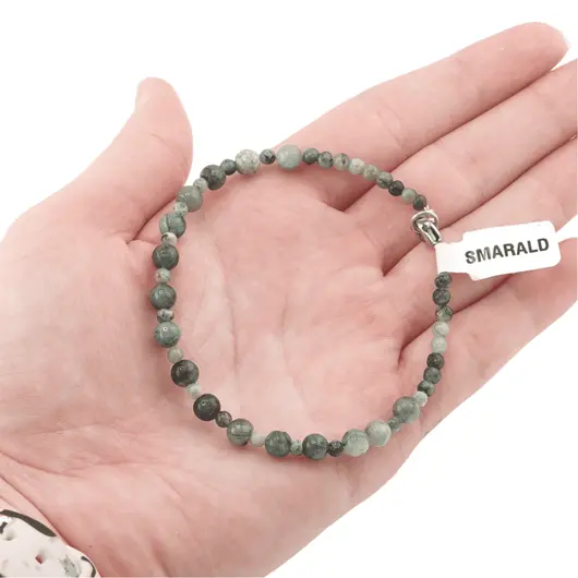 Bratara din cristale naturale Smarald sfere, 3-5mm, imagine 4