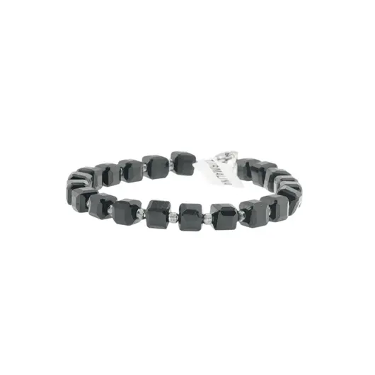 Bratara din cristale naturale Turmalina neagra cuburi fatetate, 6-7mm, imagine 2