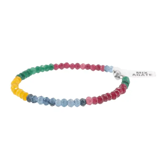 Bratara din Mix agate discuri fatetate, 4mm, imagine 2