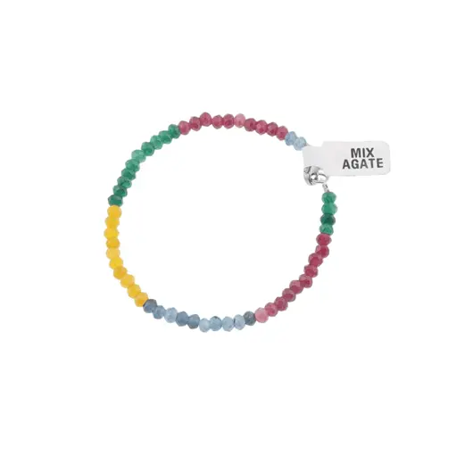 Bratara din Mix agate discuri fatetate, 4mm